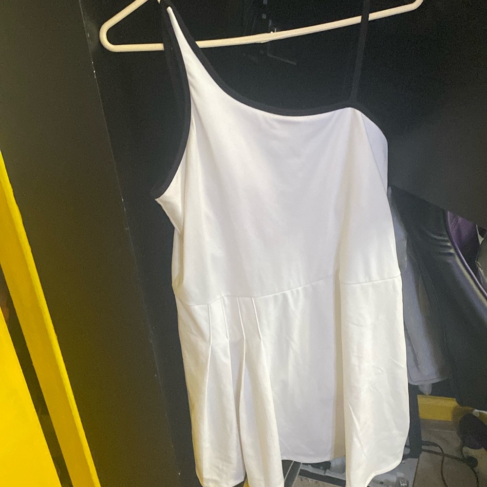 White , Workout dress with built in shorts.